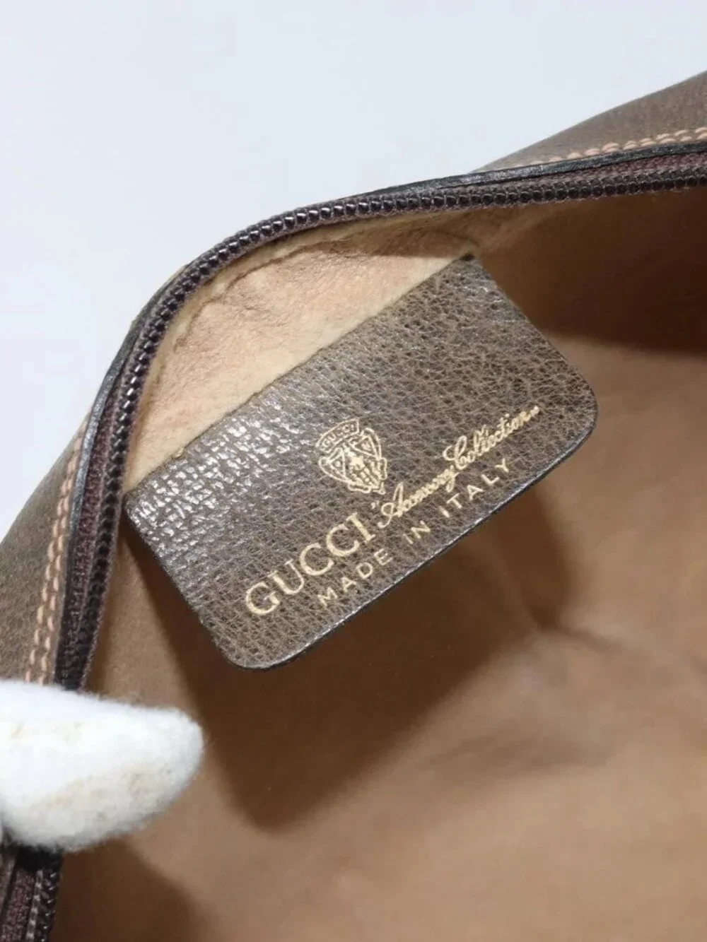 GUCCI GG Supreme Web Sherry Line Bag PVC Beige Gold 98 30 014 3553 Auth ka3094 - Picture 12 of 16